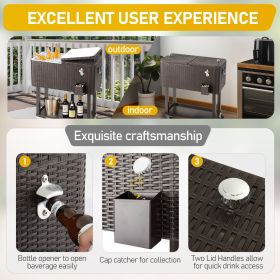 80QT Rattan Square Legs Cooler with Shelf