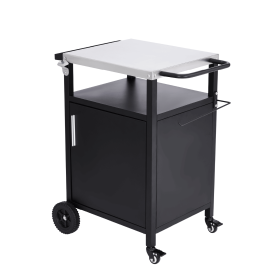 Outdoor Grill Table Cart with Cabinet, Stainless Steel Movable Kitchen Island with Large Storage Cabinet
