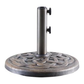 16.5 Inch Umbrella Base - 2 Manual Knobs, 22 LBS Resin Base, 2 Adapters, Weather-Resistant, Bronze Powder-Coated Construction for Outdoor Umbrellas
