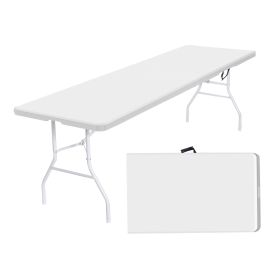 8 Foot Folding Table,Indoor Outdoor Table for Picnic Party Dining Camping,White