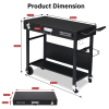 Portable Outdoor Grill Table Cart, Foldable Grill Cart with Wheels, Food Prep Table with Bottle Opener, Seasoning Tray, Rubbish Bag Holder, Black