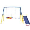 Swing Sets for Backyard with Kids Slide Outdoor Heavy-Duty Metal Playset 3 in 1 Swing Set with Slide
