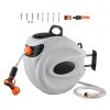 Retractable Hose Reel, 130 ft x 1/2 inch, 180Â° Swivel Bracket Wall-Mounted, Garden Water Hose Reel with 9-Pattern Nozzle, Automatic Rewind