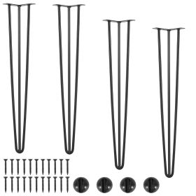 Hairpin Table Legs 28", Set of 4 Desk Legs 900lbs Load Capacity, Hairpin Desk Legs 3 Rods for Desk Chairs Bench Dining End Table