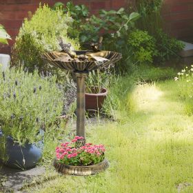 32" Antique Bird Bath Decorative Birdbath Bird Feeder Bowl with Planter Pedestal and Bird Statues, Bronze 32" Antique Bird Bath Decorative Birdbath Bird Feeder Bowl with Planter Pedestal and Bird Statues, Bronze