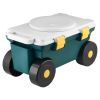 Garden Scooter with Seat, 2 in 1 Rolling Garden Cart with Storage Bin, Supports up to 227 lbs, Outdoor Wagon with Handle