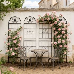 4 Pack Metal Garden Trellis 71" x 19.7" Rustproof Trellis for Climbing Plants Outdoor Flower Support Black