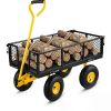 Heavy Duty Garden Cart, 1100 lbs Large Capacity Steel Garden Cart, Utility Wagon Cart with Removable Sides and Rotating Handle