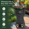 Black Bear Side Table Pedestal End Table Stool, MGO Bear Statue Hand Painted Sculpture for Home, Office, Living Room & Outdoor Decor