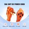 50 ft RV Extension Cord, 50 Amp, Heavy Duty STW RV Power Cord, NEMA 14-50R Female NEMA 14-50P Male Plug, with LED Indicator Handle 15A Adapter