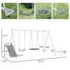 5 in 1 Kids Swing Set for Backyard with Heavy-Duty A-Frame Stand, Saucer Swing, Slide, Seesaw, Glider, Swing Seat, Gray