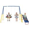 Swing Sets for Backyard with Kids Slide Outdoor Heavy-Duty Metal Playset 3 in 1 Swing Set with Slide