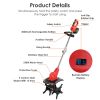 21V Electric Cordless Tiller Cultivator Powered Garden Tiller with 4 Blades 16 Steel Tines 550W 300RPM 4000mAh Battery Tilling 9-in Width & 9-in Depth