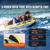 Towable Tube for Boating, 1-3 Riders Inflatable Towable Tube with Bumper Fins, 510 lbs Water Sport Towable Tubes for Boats to Pull, Full Nylon Cover