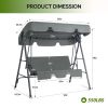 68*43*60 inch Dark Gray KD Style with Cushion Canopy Iron Oxford Fabric 250kg Iron Swing Set