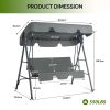 68*43*60 inch Dark Gray KD Style with Cushion Canopy Iron Oxford Fabric 250kg Iron Swing Set