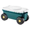 Garden Scooter with Seat, 2 in 1 Rolling Garden Cart with Storage Bin, Supports up to 227 lbs, Outdoor Wagon with Handle
