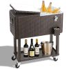80QT Rattan Square Legs Cooler with Shelf