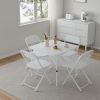 34" Square Folding Table,Fold-in-Half Plastic Card Table,Picnic Party Event Dining Camp Table for Indoor Outdoor,White