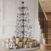 6ft Wrought Iron Christmas Tree, Metal Ornament Display Tree Stand for for Holiday Party Home Decor, Indoor & Outdoor Decor Hanger, Black