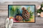 NEW Maine White Pine Cone and Tassels in Watercolor Doormat Front Door Mat Indoor Outdoor Rugs for Entryway, Non Slip Washable Low Pile, 18H X 27W