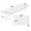 8 Foot Folding Table,Indoor Outdoor Table for Picnic Party Dining Camping,White