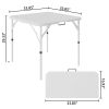 34" Square Folding Table,Fold-in-Half Plastic Card Table,Picnic Party Event Dining Camp Table for Indoor Outdoor,White