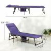 Folding Outdoor Chaise Lounge Chair Tanning Chair with 5-Level Adjustable Back, Side Table, Pillow, Pocket, Purple