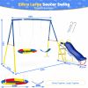 Swing Sets for Backyard with Kids Slide Outdoor Heavy-Duty Metal Playset 3 in 1 Swing Set with Slide