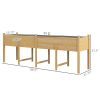 Large Wooden Raised Garden Bed Elevated Planter Box with Legs Bed Liner Drain Holes 74x18x26