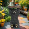 Black Bear Side Table Pedestal End Table Stool, MGO Bear Statue Hand Painted Sculpture for Home, Office, Living Room & Outdoor Decor