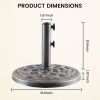 16.5 Inch Umbrella Base - 2 Manual Knobs, 22 LBS Resin Base, 2 Adapters, Weather-Resistant, Bronze Powder-Coated Construction for Outdoor Umbrellas