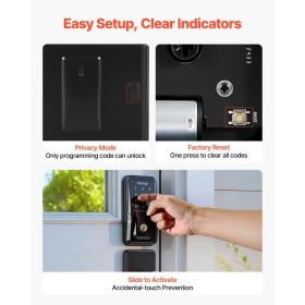 Keyless Entry Door Lock With Handle Set, Touchpad Electronic Deadbolt With IC Card, Customizable User Codes, Keyed Entry, Auto Lock, Anti-Peeking (Option: Black)