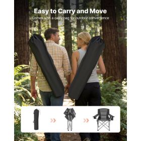 Oversized Camping Chairs, 450 Lbs Heavy Duty Support, Portable Folding Camp Chairs With Padded Backrest & Armrests, Cup Holder & Side Pocket, Coo (Option: Black)