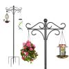 2 Packs Heavy Duty Double Shepherds Hook Bird Feeder Pole Garden Hanging Holder with 4 Adjustable Height 5 Prong Base for Bird Feeder Garden Plant Lan