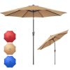 9FT Outdoor Patio Umbrella Outdoor Table Umbrella with Push Button Tilt and Crank, Market Umbrella 8 Sturdy Ribs UV Protection Waterproof for Garden