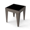 PPL Outdoor Side Table - Wicker Square Patio Table for Porch, Tempered Glass Top Small Outdoor End Table with Sturdy Metal Frame