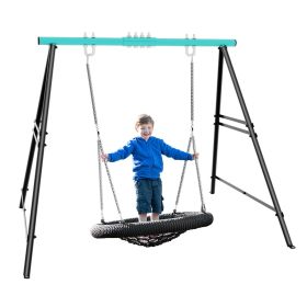 Metal Swing Stand Swing Sets for Backyard,Powder Coated Swing Frame of Swing Set with Extra Side Bars (Color: Blue) Metal Swing Stand Swing Sets for Backyard,Powder Coated Swing Frame of Swing Set with Extra Side Bars (Color: Blue)