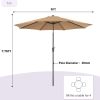 9FT Outdoor Patio Umbrella Outdoor Table Umbrella with Push Button Tilt and Crank, Market Umbrella 8 Sturdy Ribs UV Protection Waterproof for Garden