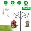 2 Packs Heavy Duty Double Shepherds Hook Bird Feeder Pole Garden Hanging Holder with 4 Adjustable Height 5 Prong Base for Bird Feeder Garden Plant Lan