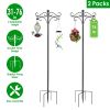 2 Packs Heavy Duty Double Shepherds Hook Bird Feeder Pole Garden Hanging Holder with 4 Adjustable Height 5 Prong Base for Bird Feeder Garden Plant Lan