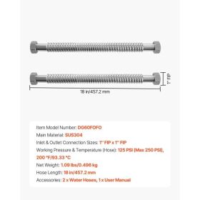 Water Heater Kit, 18 Inch Length Water Heater Flex Connector, Waters Heaters Installation Kit With 1" FIP X 1" FIP Inlet & Outlet Connection For (Option: Black)