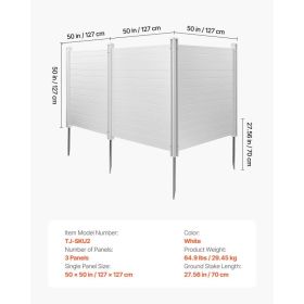 3 Panels Outdoor Privacy Screen, 50 X 50 In Air Conditioner Fence With 27.6 In Ground Stakes, Pool Equipment Enclosure, Horizontal Vinyl Privacy (Option: Black)